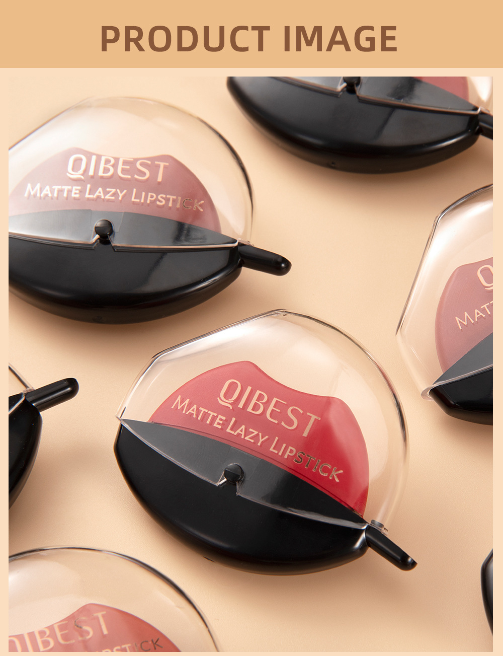 QIBEST Lazy Lip Lipstick is not easy to fade, has a long-lasting matte finish, and does not stick to the rim of the cup. Wholesale undefined