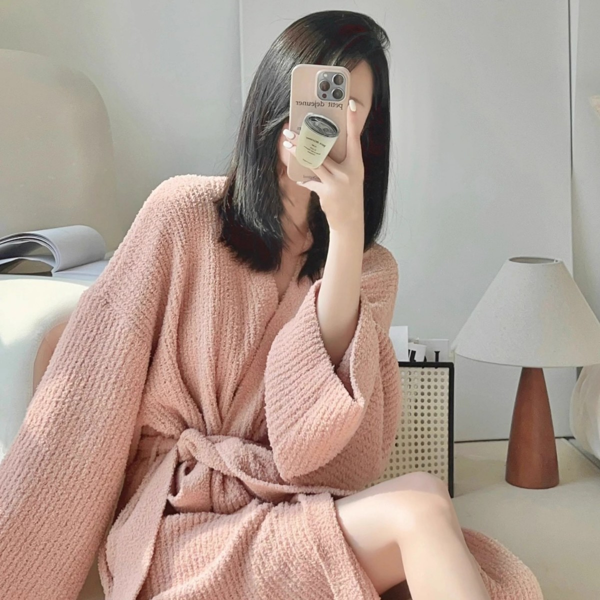 겨울 여성용 프랑스 고급 잠옷, 순수 벨벳 가디건, 순수 정욕 스타일 잠옷, 플러시, 소프트, 홈웨어, 잠옷