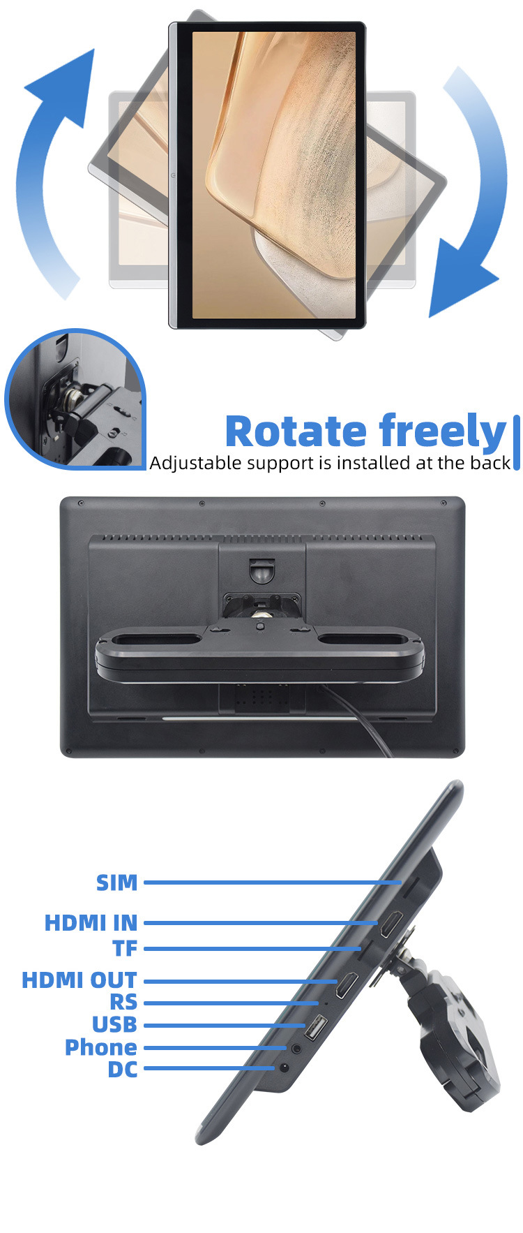 14-Zoll-Kopfstützenmonitor mit Touchscreen-USB-Verbindung und Android-Funktion, kompatibel mit CarPlay – Detail 9