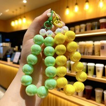 创意电镀炫彩手工串珠手机链钥匙扣男女书包水杯蓝牙耳机套配饰