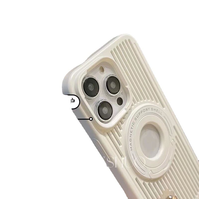 iPhone15 Pro Max対応、ローラー付き放熱スマホケース、Apple 13用インビジブルスタンド、中空磁気吸着保護カバー|undefined