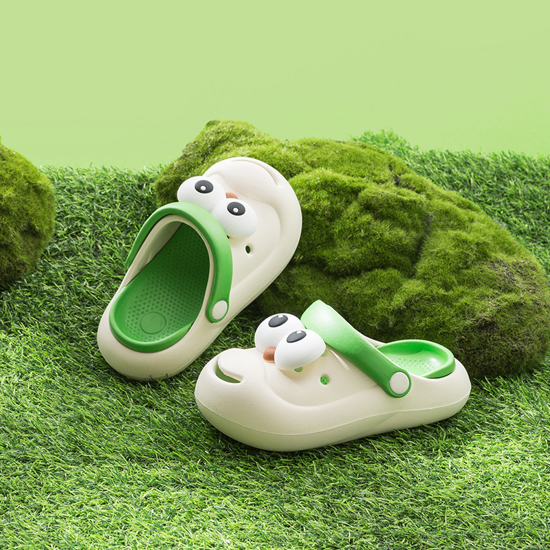 Zapatillas para niños EVA, niños, niñas, lindos ojos grandes, zapatos con agujeros de dibujos animados, niños grandes, sandalias y zapatillas de suela blanda