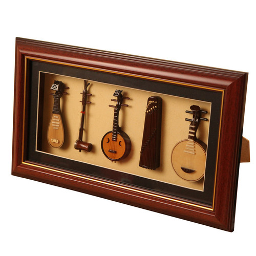 Mini guzheng, pipa, erhu five-piece model set, folk music, guzheng photo frame, guzheng traditional gift