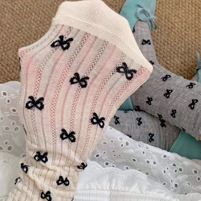 Summer thin Japanese knee socks with bow