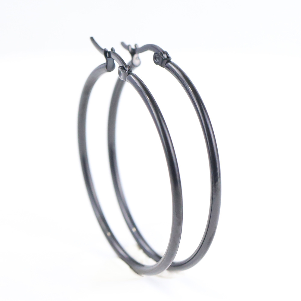 Round Pattern Women'S Gender Plating Design Simple Style Round Titanium Steel Plating Earrings 1 Pair