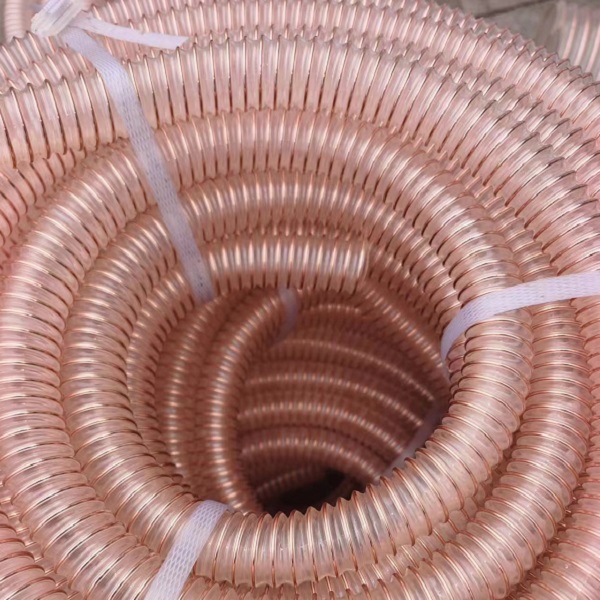 tubería de polvo industrial pu tubería de poliuretano transparente expandible corrugada resistente a alta temperatura manguera de alambre de acero chapado en cobre