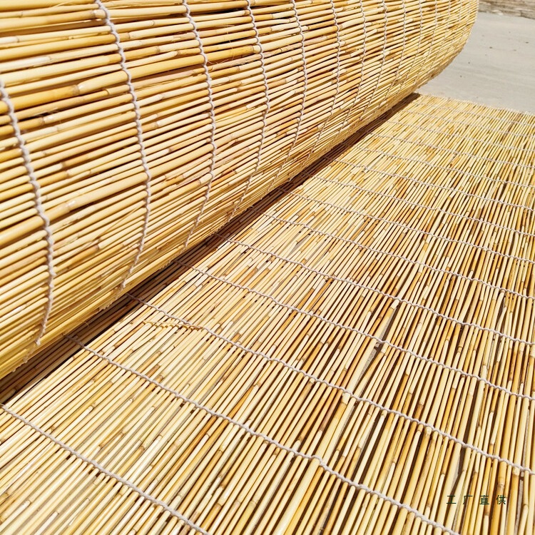 Reed Curtain White Thread Roller Blind Straw Curtain Decoration Sunshade Partition Outdoor Balcony Floor-To-Ceiling Door Curtain Straw Woven Reed Curtain Customization