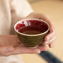 郎窑红 茶叶末釉陶瓷主人杯 单杯高端功夫茶具茶杯陶瓷单个男