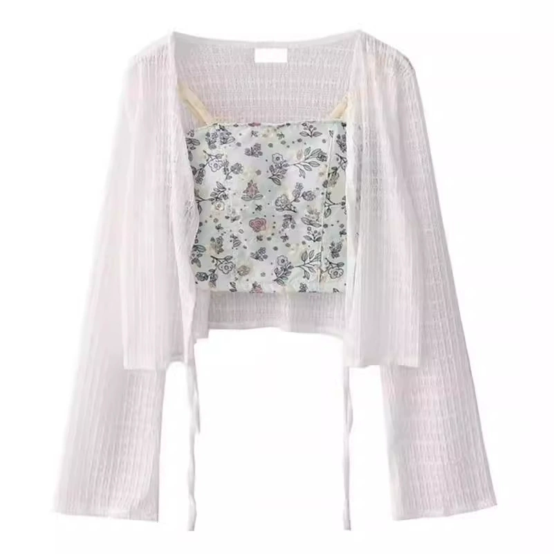 Женский летний кардиган и прозрачное шифоновое Slip Dress комплект, легковесный, один размер