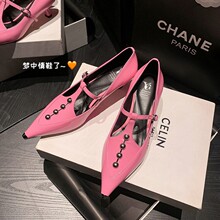 继续生产~小性感细高跟单鞋2025春里外全皮尖头一字带淑女风女鞋
