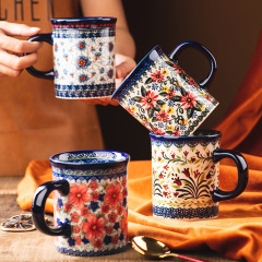 波兰陶瓷马克杯家用亚马逊情侣杯咖啡杯水杯早餐杯茶杯杯子咖啡杯