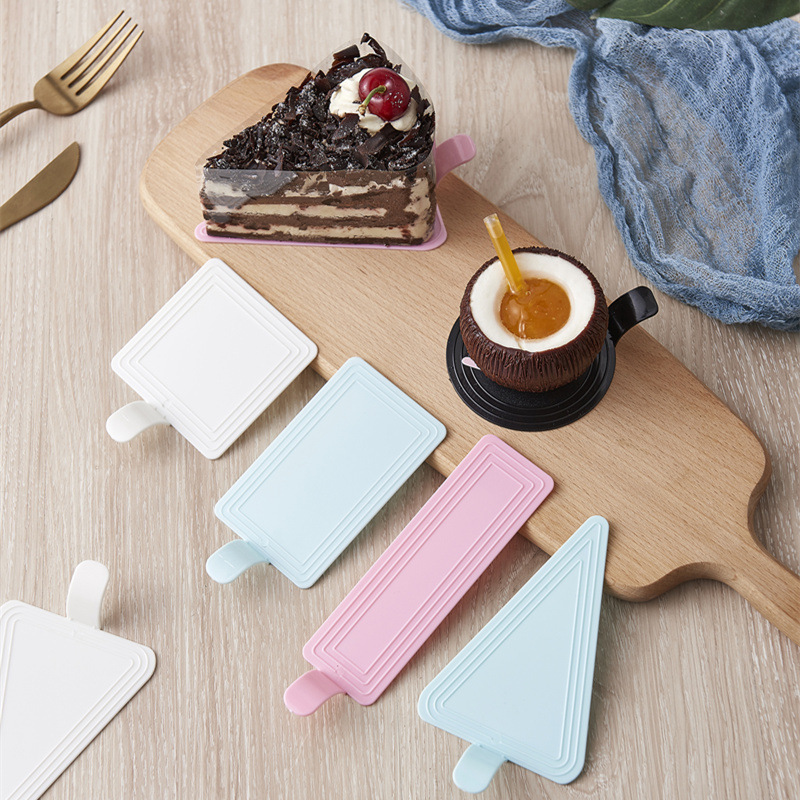 Plastic Base Baking Packaging Black Triangle Cut Mousseau West Point Cake Holder Blister Box 100/Pack