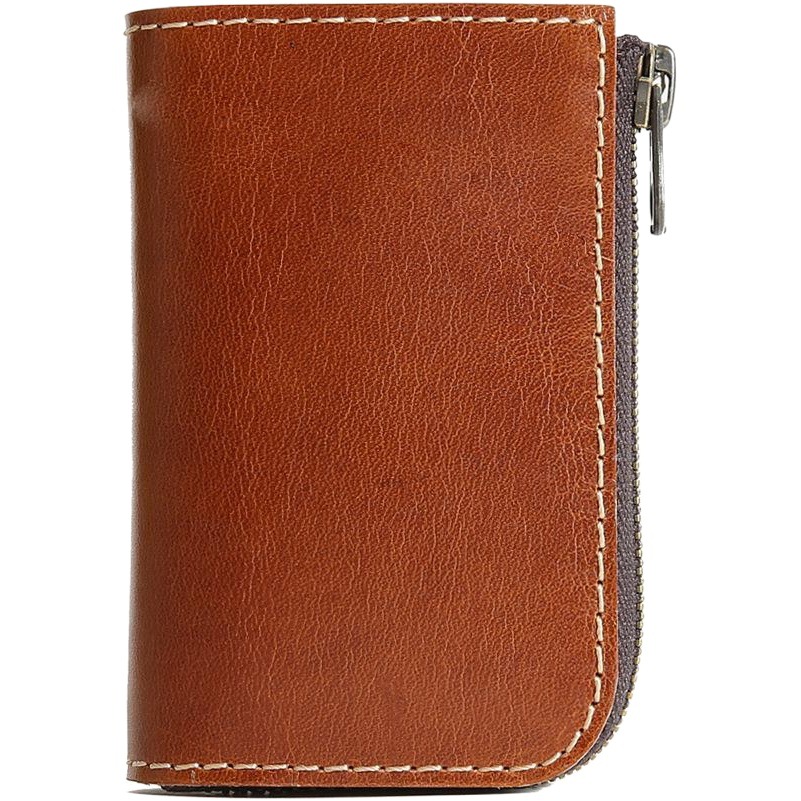 Handmade Retro Italian Vegetable Tanned Leather Men's Genuine Leather Wallet First Layer Cowhide Short Small Wallet Zipper Coin Purse