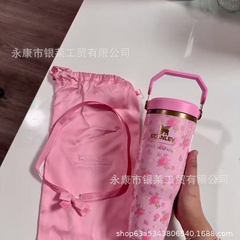 新款stanley繁花保温杯40OZ大容量二代汽车杯304不锈钢手柄保温杯|undefined