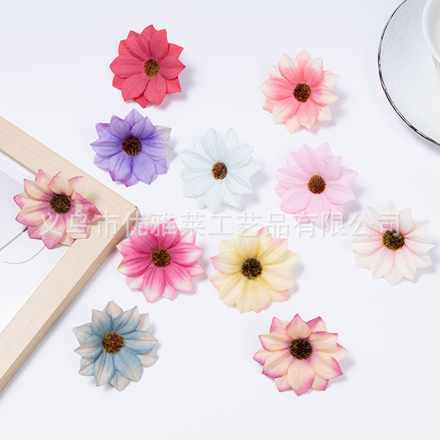 모조 국화 실크 천 인공 꽃 DIY 수공예 액세서리 홈 장식 머리 장식 천 예술품