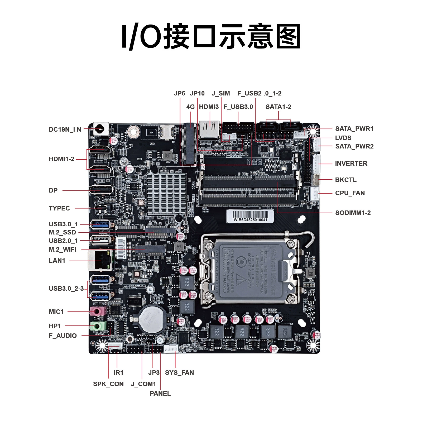 Материнская плата настольного моноблока W-B6D45 на чипсете H610, mini-ITX для ПК 12/13/14‑го поколений