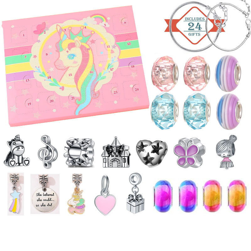 Unisex New Product Christmas Ornaments Countdown Calendar Gift Box Advent Bracelet Set_voghion.com