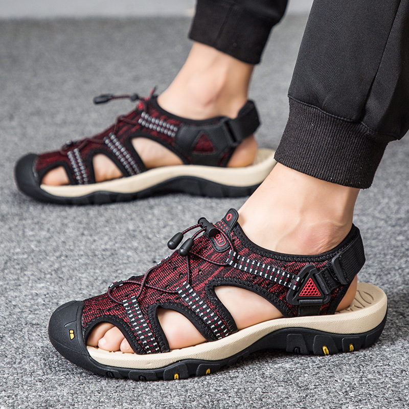 Cross-border Summer Cowhide Beach Shoes Outdoor Men's Casual Shoes Baotou Breathable Large Size Mountaineering Men's Sandals