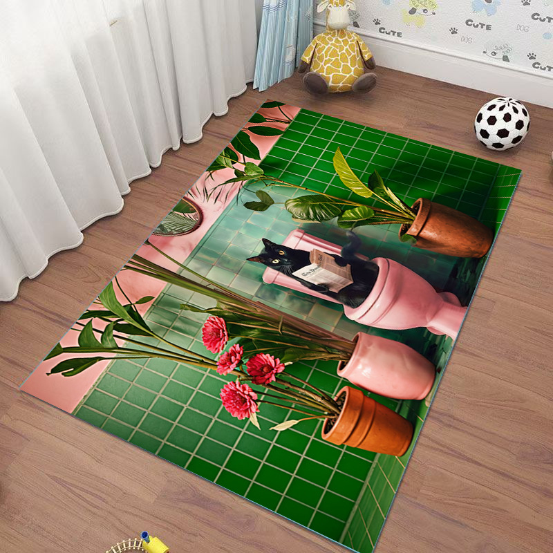 신문을 보는 고양이-녹색