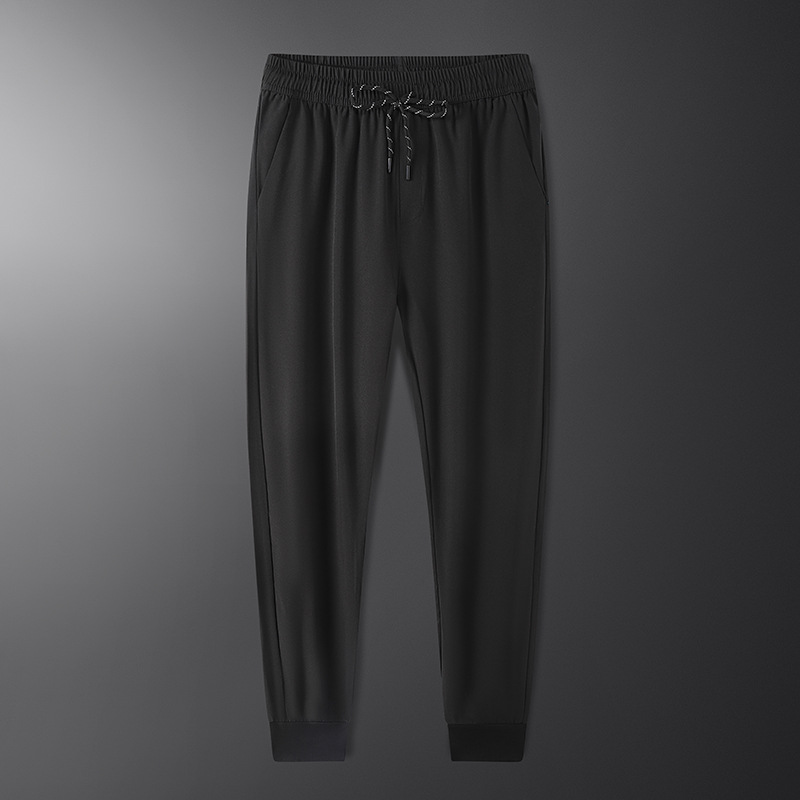 春夏薄款休闲裤男修身小脚裤松紧腰弹力潮流长裤系带运动裤男裤子|ms