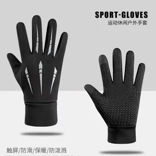 秋冬季保暖手套男防水骑行加绒防风防滑触屏户外骑行五爪手套批发
