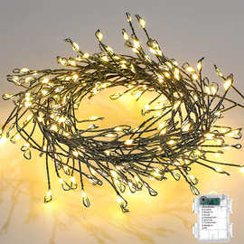 跨境LED鞭炮灯铜线灯串黑色铜线室内外节日庭院装饰灯圣诞彩灯串