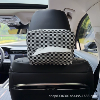 Car tissue box/set – decoration - black-and-white-bubble-grid-tissue-box-seat-model
