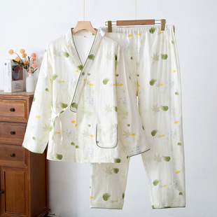 2025 New Pastoral Baby Pure Cotton Double-Layer Gauze Confinement Clothes Spring, Autumn and Summer Adjustable Thin Nursing Pajamas