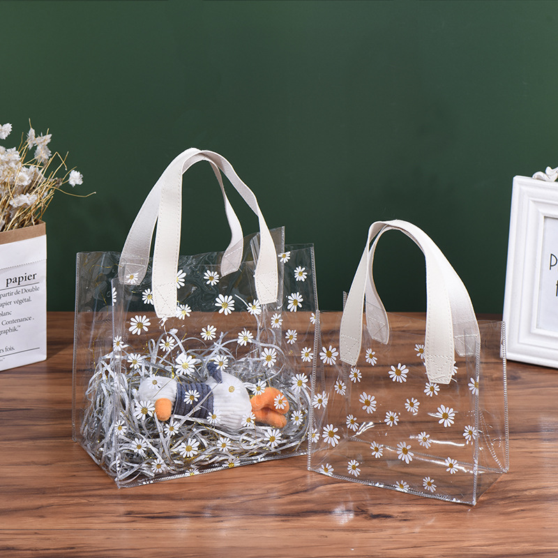 Daisy PVC bolsa transparente ins estilo bolsa de caramelo regalo bolsa de regalo fábrica en stock bolsa de embalaje de plástico