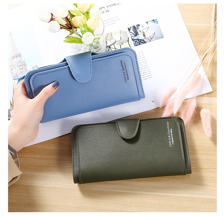 Women's Solid Color Pu Leather Metal Button Zipper Wallets display picture 7