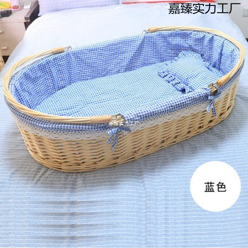 New Rattan Baby Cradle Bed Car Soothing Sleeping Basket Baby Bed Portable Portable Basket Solid Wood Cradle Rocking Nest