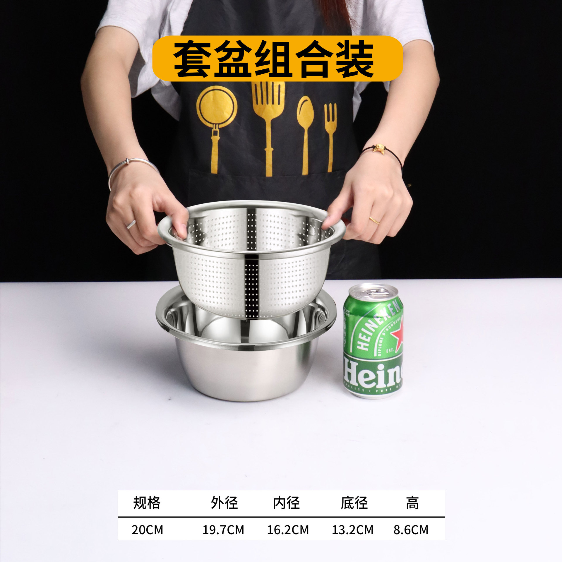 Lavabo redondo de acero inoxidable grueso, tanque de condimento europeo, cocina, lavabo de verduras para el hogar, batidor de huevos y lavabo, lavabo de sopa, lavabo de drenaje