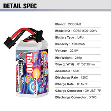 ���CODDAR 1500MAH 6S 22.8V 120C�߉����p������ģ��Խ�C�늳�