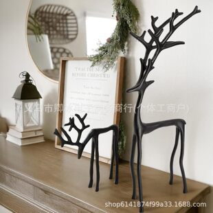 Set of 2 Black Reindeer Statues�Ͻ��}�QС�����ɫ�Z¹����