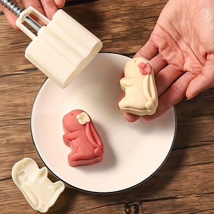 Cute Bunny Shape Moon Cake Mold Including 1 Mold and 1