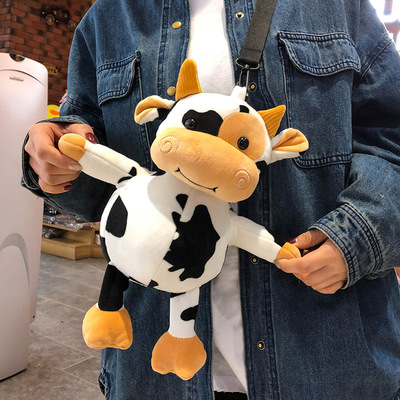 Bag 2021 new pattern lovely Cartoon Dairy cow doll Doll Pack Plush Toys Female bag girl One shoulder Inclined shoulder bag