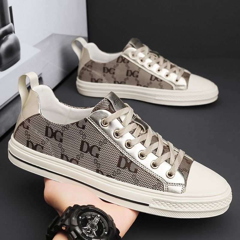 Live Stream New Autumn Men's Casual Fashion Sneakers, Versatile Trendy Personality Stylish Breathable Fabric Shoes, Thin and Breathable Shoes