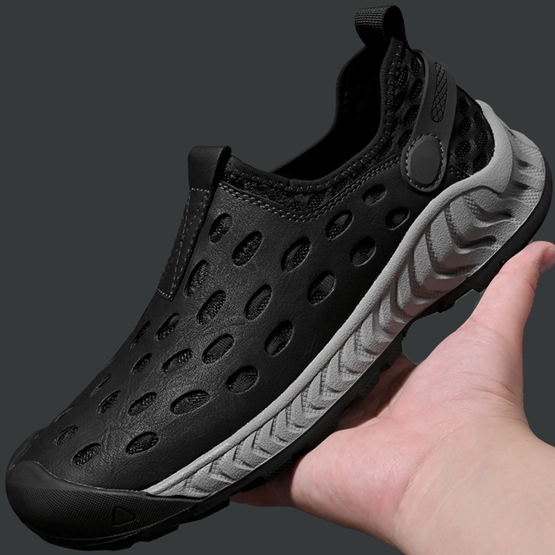 Comercio exterior verano respirable zapatos de hombre de tamaño grande, zapatos de cuero respirables, zapatos de malla de hombre, zapatos de malla de tela