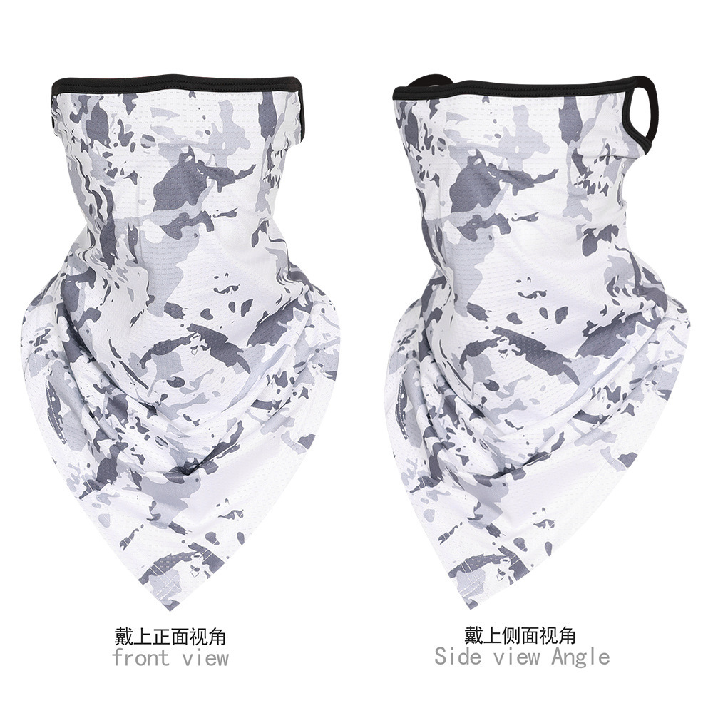 Transfronterizo oreja-colgando triángulo bufanda hielo seda malla transpirable máscara motocicleta capucha protección solar motocicleta viaje cara toalla bufanda de montar