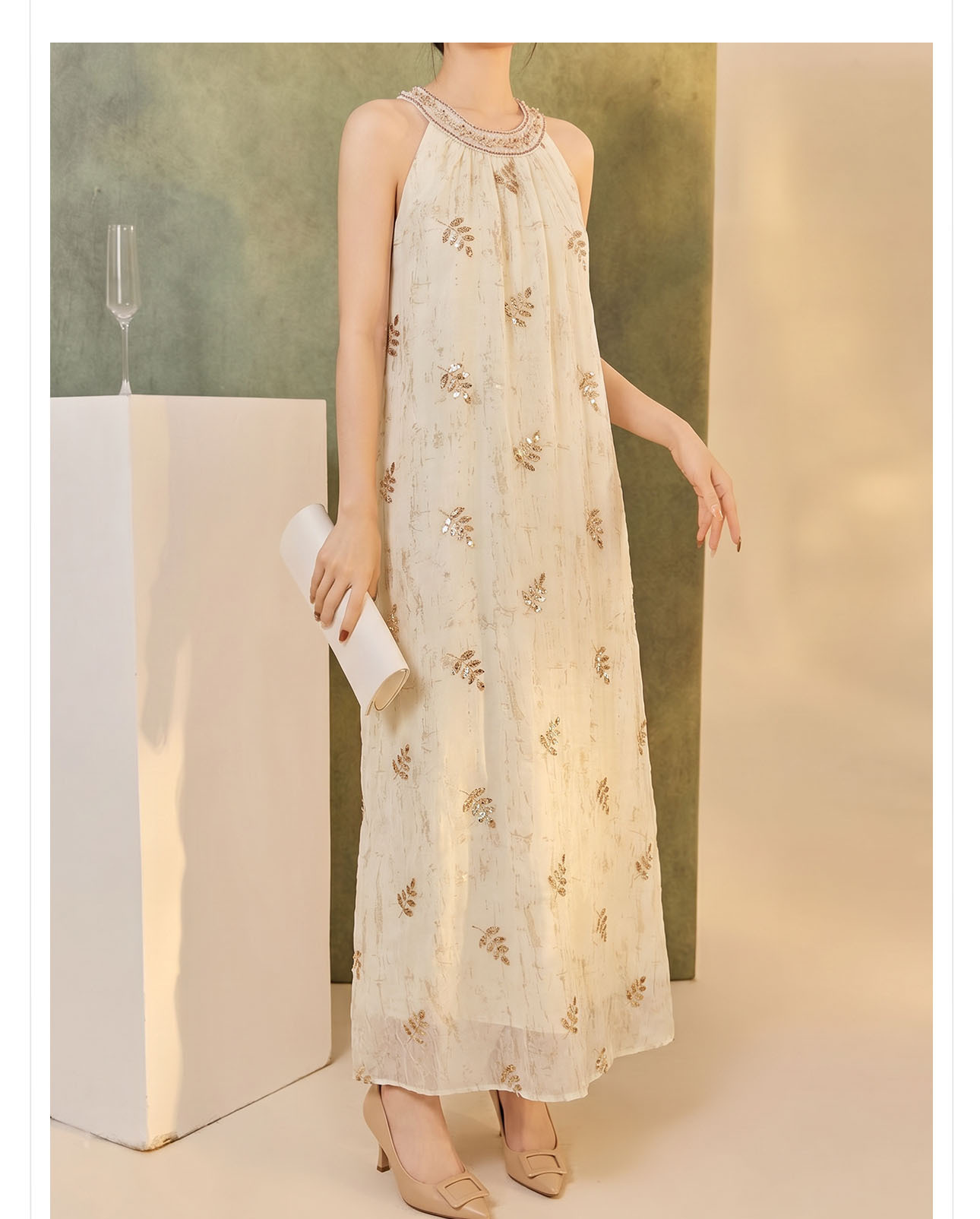 Bộ cardigan thêu đính cườm và đầm phong cách nữ tính — bộ đồ, Trang phục, Áo khoác chi tiết 2