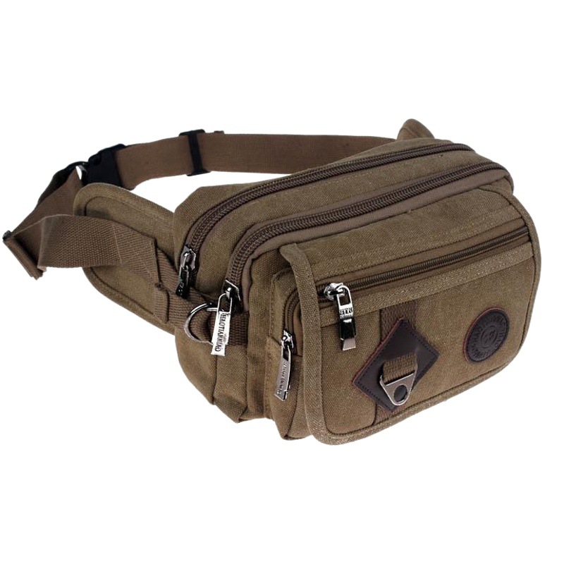 メーカー直販キャンバス斜め掛けウエストバッグ騎乗肌身盗難防止小バッグアウトドアスポーツランニング男性バッグ