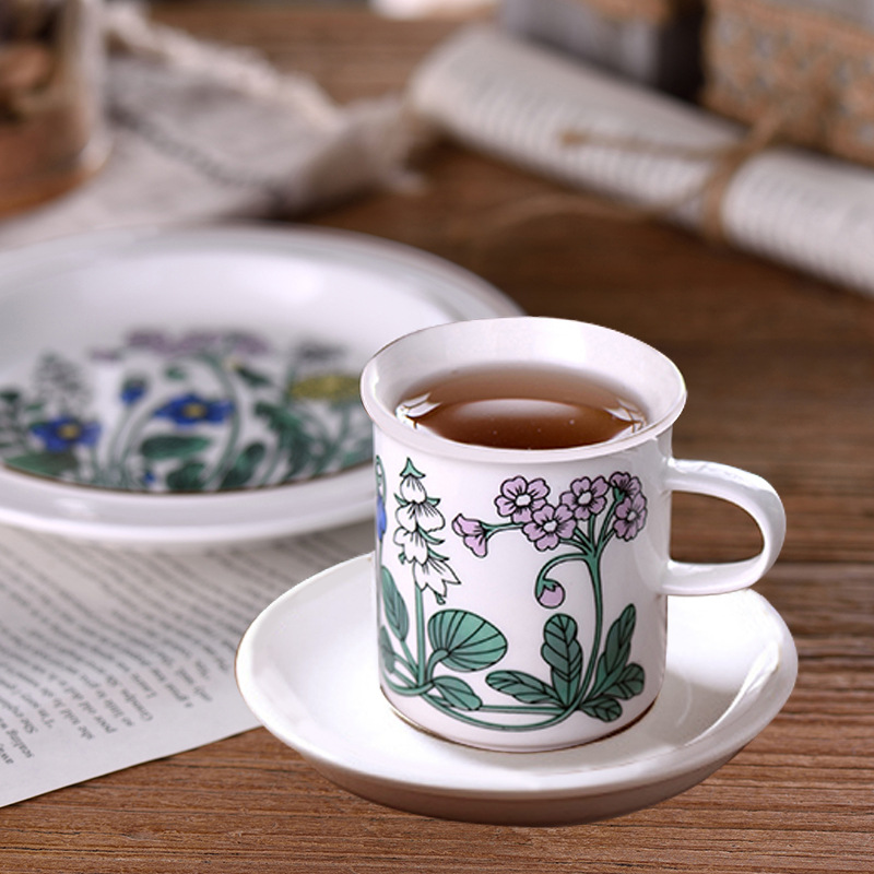 法式复古咖啡杯碟套装瘦身咖啡杯水杯繁花系列下午茶杯家居摆拍