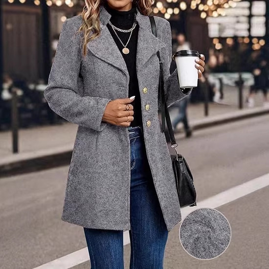 Women's Double-buttoned Woolen Overcoat Plus Size Fashionable_voghion.com