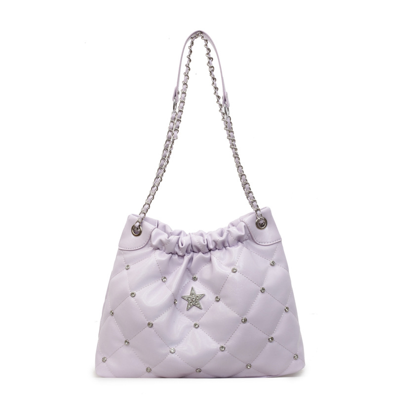 Bolso de cadena de moda coreana 2025 verano nuevo bolso femenino bolso de hombro bordado de rombo bolso de mensajero de diamantes de gran capacidad