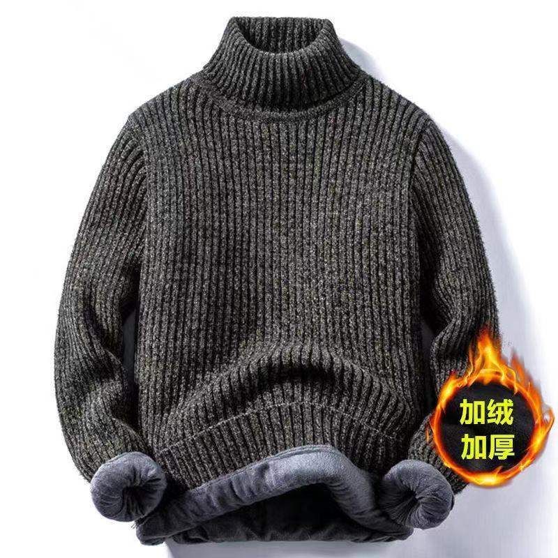 Turtleneck Sweater Men's New Style Velvet Thickened Thermal Underwear Chenille Korean Style Trendy Personalized Autumn and Winter Sweater