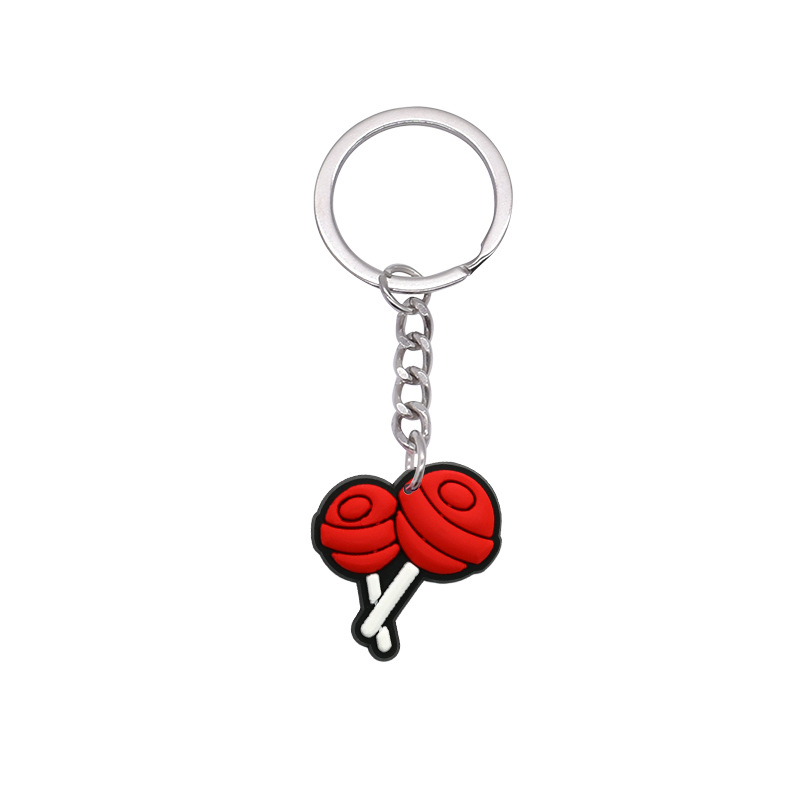 Llavero de PVC con simulación de frutas, colgante de metal de goma suave, decoración de pasteles y dulces, regalo para niñas, venta al por mayor
