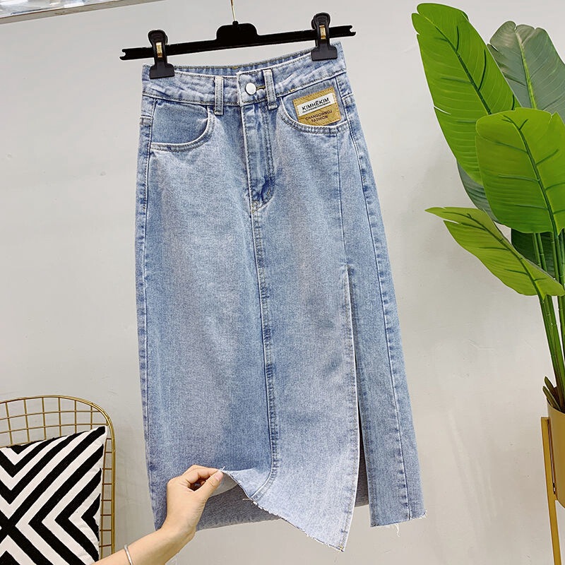 Summer 2021 New High Waist Side Split Denim Skirt Women's Slimming Label Cyber Celebrity A- Line Hip Mid-Length Skirt ins Summer 2021 New High Waist Side Split Denim Skirt Women's Slimming Label Cyber Celebrity A- Line Hip Mid-Length Skirt ins