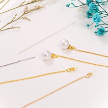 KC金密链带羊眼耳线 可穿珠子耳线流行女生饰品耳钉线DIY手工配件