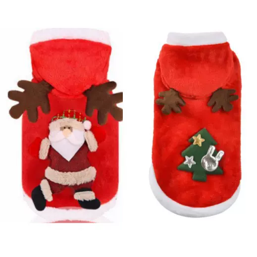 宠物衣服节日装圣诞跨境现货圣诞树圣诞老人麋鹿法兰绒衣服现货