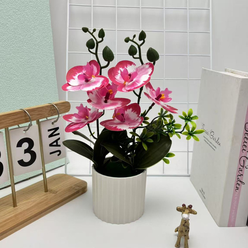 クロスボーダーのシミュレーション胡蝶蘭盆栽花付きデスクトップ装飾プラスチック造花盆栽撮影植木鉢置物花頭|undefined